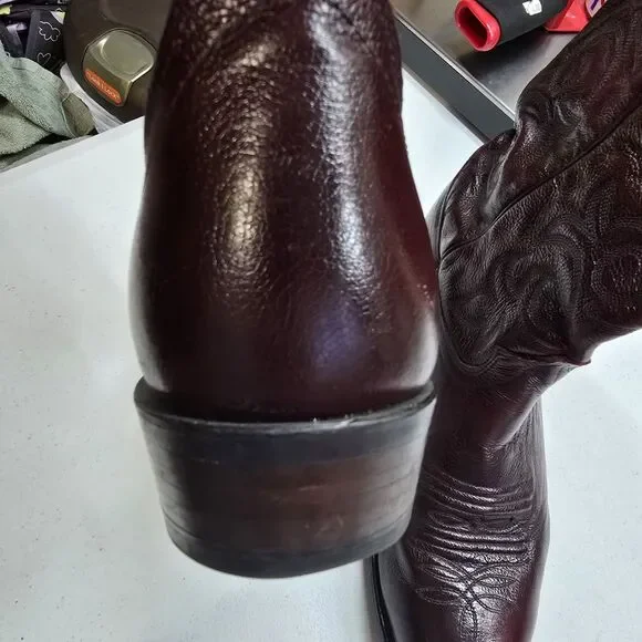Vintage J. Chisholm Cowboy Western Boots Black Cherry Mens 12 EE 11220 USA Made - Picture 13 of 16